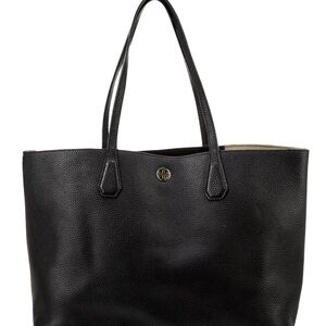 TORY BURCH LEATHER TOTE BAG IN BLACK